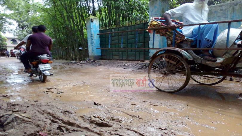 সোনারগাঁ উপজেলার নয়াপুর থেকে রতন মার্কেট রাস্তার বেহাল দশা