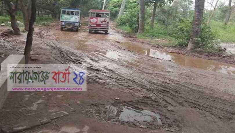 বন্দরে দাশেরগাঁও-লাঙ্গলবন্ধ রাস্তার বেহাল দশা