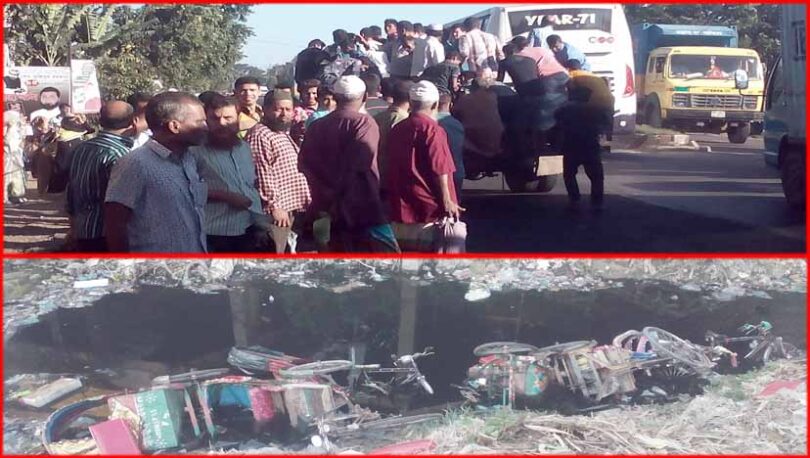 ঝুঁকি নিয়ে ট্রাকে করে নিত্যদিন ছুটছে যাত্রীসাধারণ