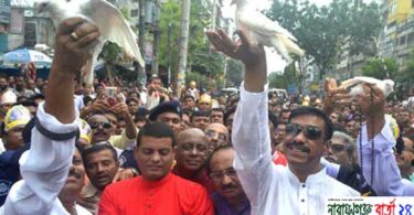 জন্মাষ্টমীর বর্ণাঢ্য র‌্যালী উদ্বোধন করলেন এমপি শামীম ওসমান