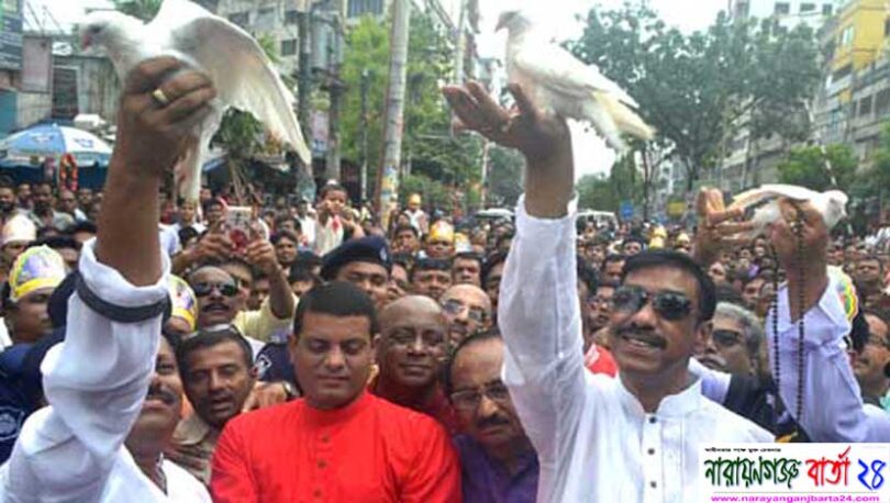 জন্মাষ্টমীর বর্ণাঢ্য র‌্যালী উদ্বোধন করলেন এমপি শামীম ওসমান