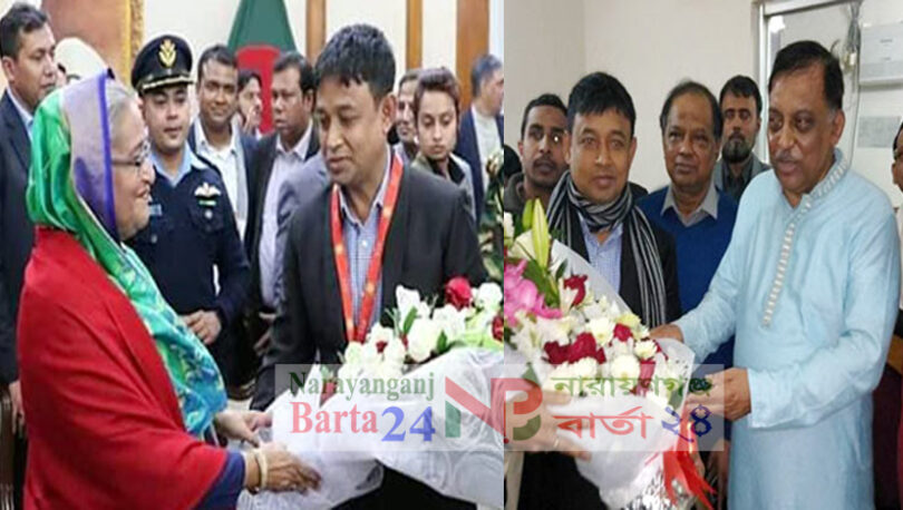 প্রধানমন্ত্রী ও স্বরাষ্ট্রমন্ত্রীকে না.গঞ্জ পুলিশ সুপারের ফুলের শুভেচ্ছা