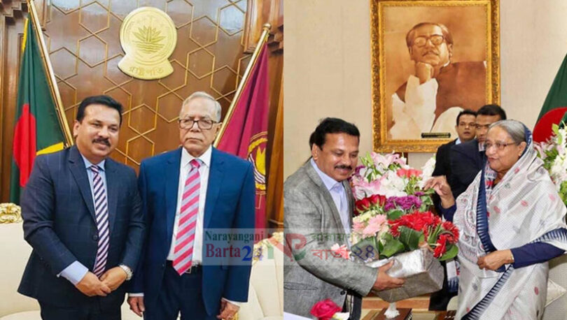রাষ্ট্রপ্রতি ও প্রধানমন্ত্রীর সঙ্গে নজরুল ইসলাম বাবুর শুভেচ্ছা বিনিময়