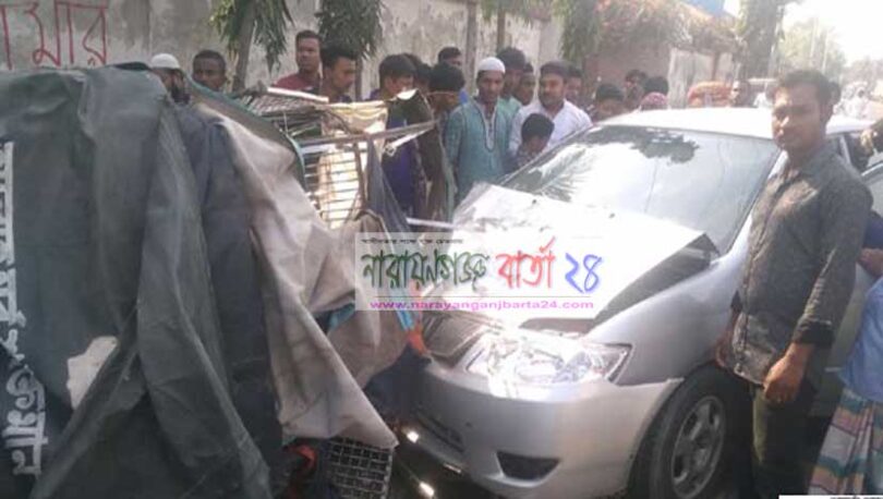 আড়াইহাজারে সিএনজি-প্রাইভেটকার মুখোমুখি সংঘর্ষে আহত-৬