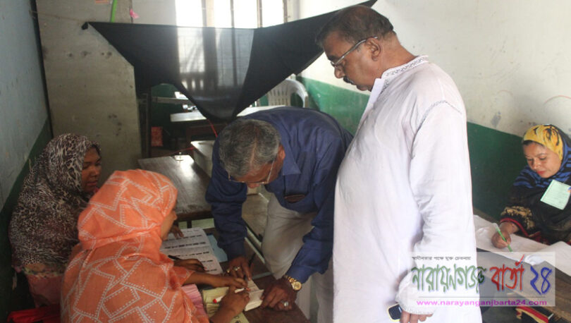 না.গঞ্জে শান্তিপূর্ণভাবে ভোটগ্রহণ চলছে, ভোটার উপস্থিতি কম