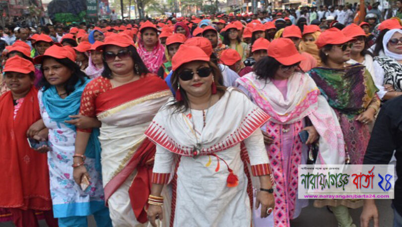 শামীম ওসমানের জনসভায় এড. সুইটির নেতৃত্বে যুব মহিলা লীগের যোগদান