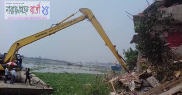 শীতলক্ষ্যার তীরে দ্বিতীয় দফায় অবৈধ স্থাপনা উচ্ছেদ