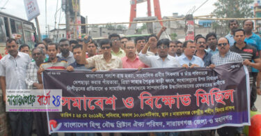 জেলা ও মহানগর হিন্দু-বৌদ্ধ-খ্রিষ্টান ঐক্য পরিষদের মানববন্ধন