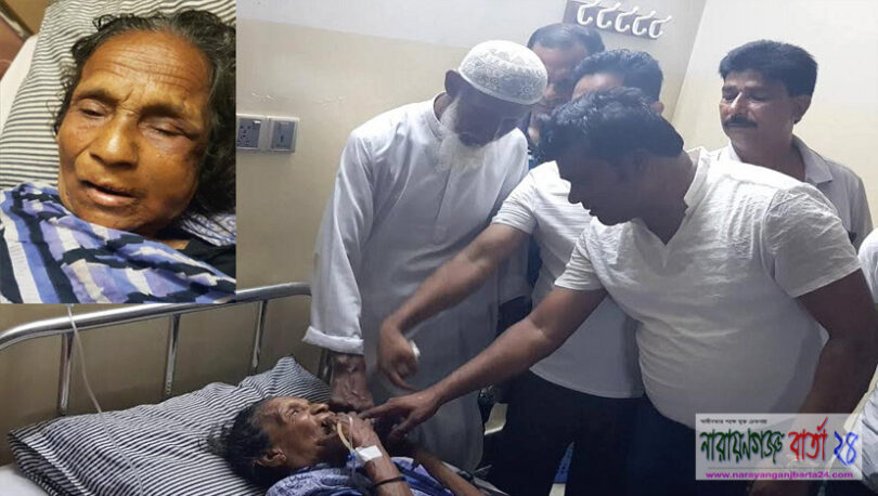 রাস্তায় পড়ে থাকা বৃদ্ধাকে হাসপাতালে নিলেন চেয়ারম্যান মাসুম