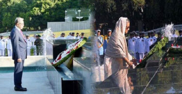 শিখা অনির্বাণে রাষ্ট্রপতি ও প্রধানমন্ত্রীর শ্রদ্ধা