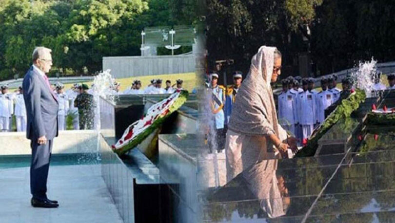 শিখা অনির্বাণে রাষ্ট্রপতি ও প্রধানমন্ত্রীর শ্রদ্ধা