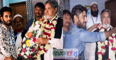 ফতুল্লায় পূণরায় র্নিবা‌চিত সভাপ‌তি‌কে যুবলীগ নেতা সাজন ও ছাত্রলীগের সাংগঠনিক সম্পাদক সৌরভের শুভেচ্ছা