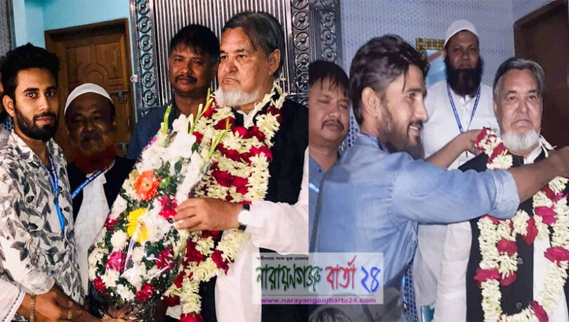 ফতুল্লায় পূণরায় র্নিবা‌চিত সভাপ‌তি‌কে যুবলীগ নেতা সাজন ও ছাত্রলীগের সাংগঠনিক সম্পাদক সৌরভের শুভেচ্ছা
