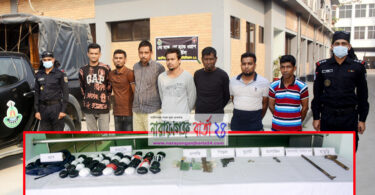 না.গঞ্জে দেশীয় অস্ত্র সহ স্বর্ণের দোকান লুটকারী চক্রের ৭ সদস্য গ্রেফতার