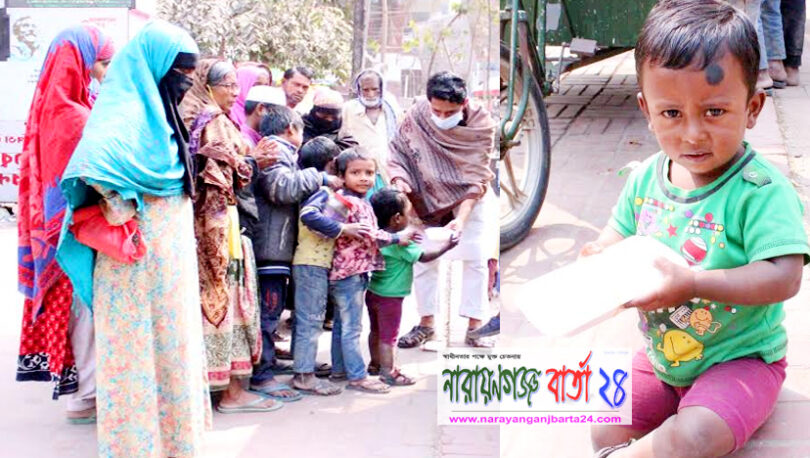 আজমেরী ওসমানের সহযোগিতায় পথ শিশুদের মাঝে খাবার বিতরণ