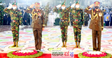 রাষ্ট্রপতি ও প্রধানমন্ত্রীর পক্ষে ভাষা শহীদের প্রতি শ্রদ্ধা