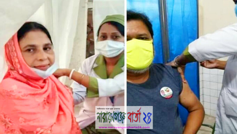 করোনার টিকা নিলেন টিম খোরশেদের সদস্য রোজিনা ও আনোয়ার