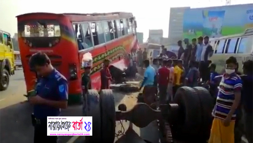 সিদ্ধিরগঞ্জে যাত্রীবাহী বাস নিয়ন্ত্রন হারিয়ে নিহত-১
